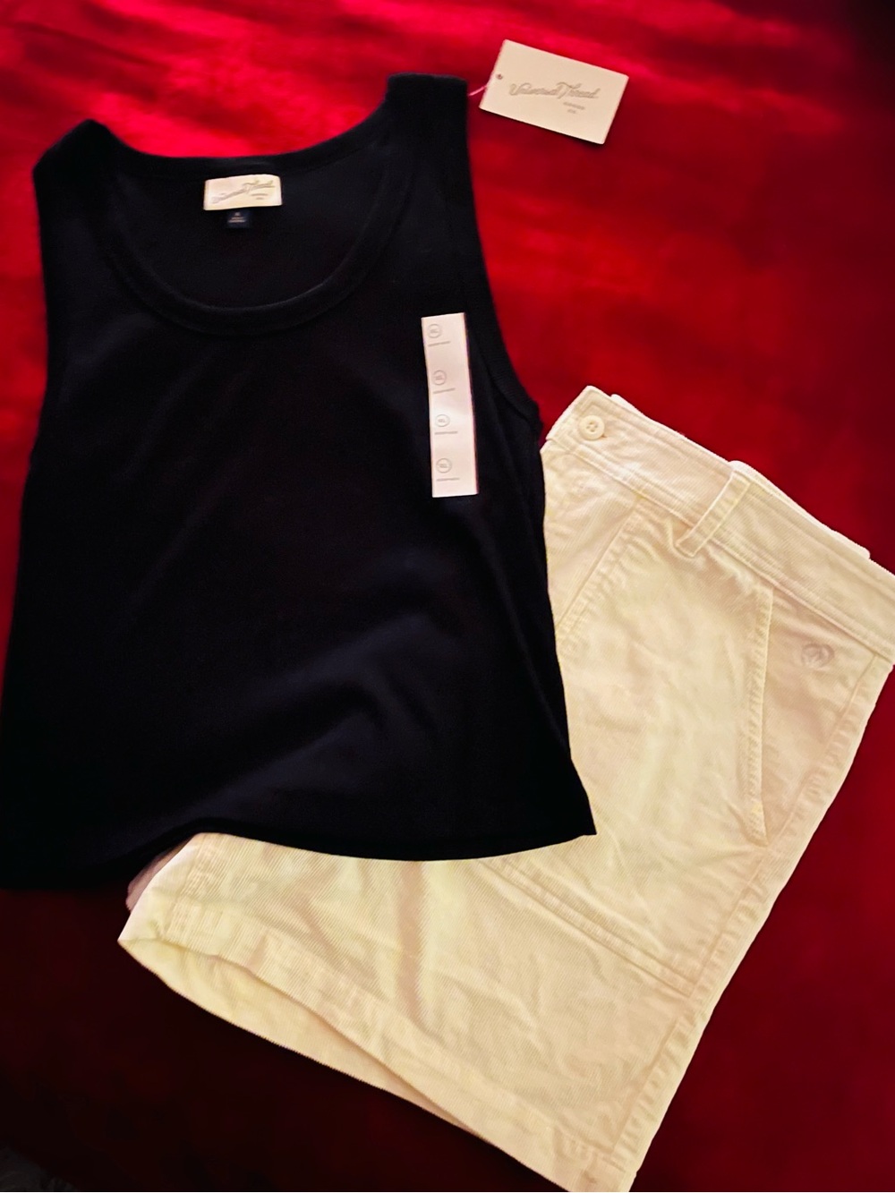 Black Sleeveless Tank Top/Corduroy Shorts (Will sell separately)